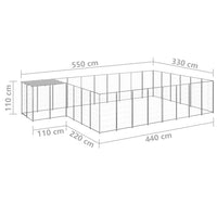Dog Kennel Silver 15.73 m² Steel