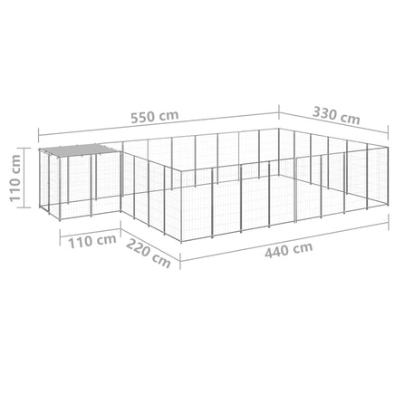 Dog Kennel Silver 15.73 m² Steel