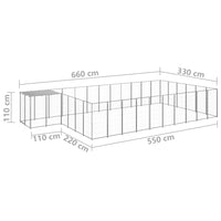 Dog Kennel Silver 19.36 m² Steel
