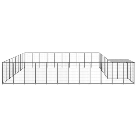 Dog Kennel Black 25.41 m² Steel