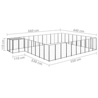 Dog Kennel Black 25.41 m² Steel