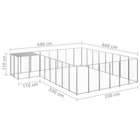 Dog Kennel Silver 15.73 m² Steel