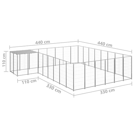 Dog Kennel Silver 15.73 m² Steel