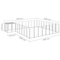 Dog Kennel Silver 20.57 m² Steel