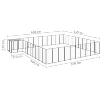 Dog Kennel Black 31.46 m² Steel
