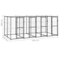 Outdoor Dog Kennel Steel with Roof 9.68 m²