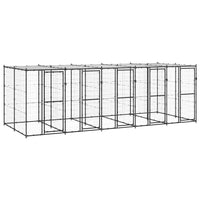 Outdoor Dog Kennel Steel with Roof 12.1 m²