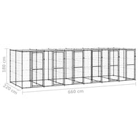 Outdoor Dog Kennel Steel with Roof 14.52 m²