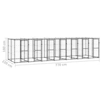 Outdoor Dog Kennel Steel with Roof 16.94 m²