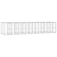 Outdoor Dog Kennel Galvanised Steel with Roof 19.36 m²