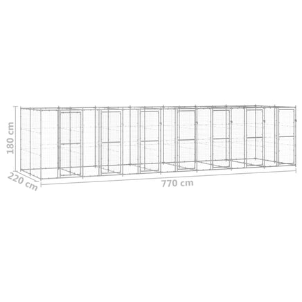 Outdoor Dog Kennel Galvanised Steel 16.94 m²