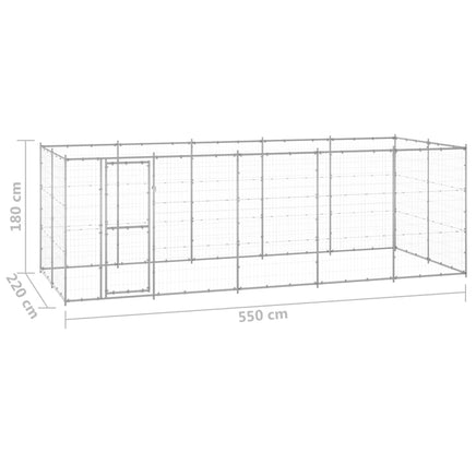 Outdoor Dog Kennel Galvanised Steel 12.1 m²