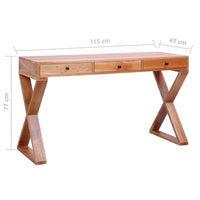 Computer Desk Natural 115x47x77 cm Solid Mahogany Wood