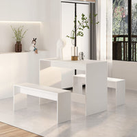 3 Piece Dining Set White Engineered Wood