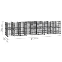 Outdoor Dog Kennel Steel 16.59 m²