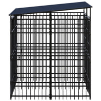 Outdoor Dog Kennel with Roof Steel 3.69 m²