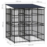 Outdoor Dog Kennel with Roof Steel 3.69 m²