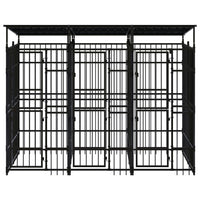 Outdoor Dog Kennel with Roof Steel 5.53 m²