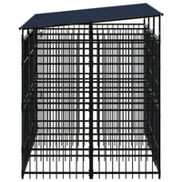 Outdoor Dog Kennel with Roof Steel 5.53 m²