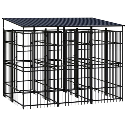 Outdoor Dog Kennel with Roof Steel 5.53 m²