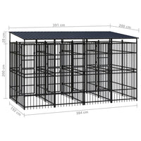Outdoor Dog Kennel with Roof Steel 7.37 m²