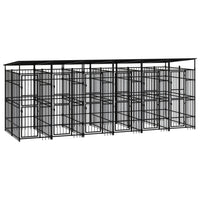Outdoor Dog Kennel with Roof Steel 11.06 m²