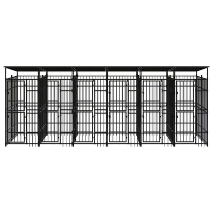 Outdoor Dog Kennel with Roof Steel 11.06 m²