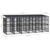 Outdoor Dog Kennel with Roof Steel 11.06 m²
