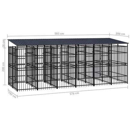 Outdoor Dog Kennel with Roof Steel 11.06 m²