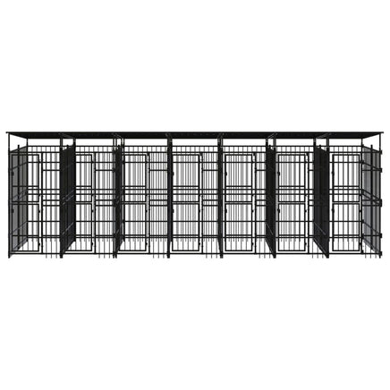 Outdoor Dog Kennel with Roof Steel 12.9 m²