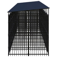 Outdoor Dog Kennel with Roof Steel 18.43 m²