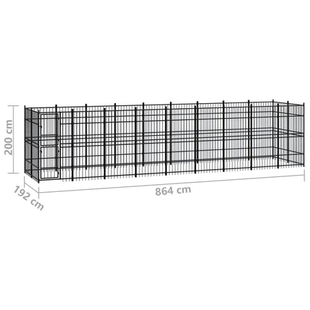 Outdoor Dog Kennel Steel 16.59 m²
