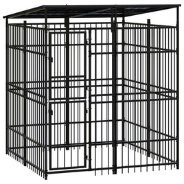 Outdoor Dog Kennel with Roof Steel 3.69 m²
