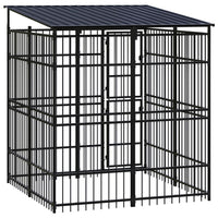 Outdoor Dog Kennel with Roof Steel 3.69 m²
