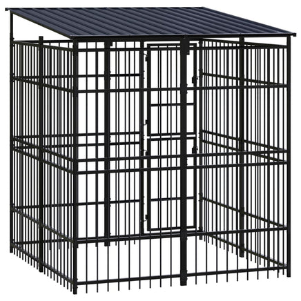 Outdoor Dog Kennel with Roof Steel 3.69 m²
