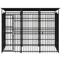 Outdoor Dog Kennel with Roof Steel 5.53 m²