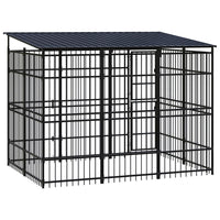 Outdoor Dog Kennel with Roof Steel 5.53 m²