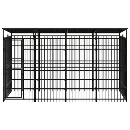 Outdoor Dog Kennel with Roof Steel 7.37 m²
