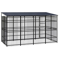 Outdoor Dog Kennel with Roof Steel 7.37 m²