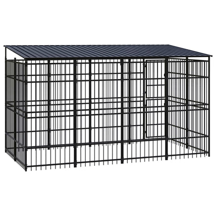 Outdoor Dog Kennel with Roof Steel 7.37 m²