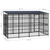 Outdoor Dog Kennel with Roof Steel 7.37 m²