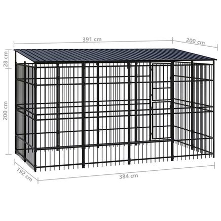 Outdoor Dog Kennel with Roof Steel 7.37 m²
