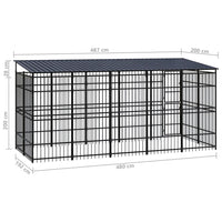 Outdoor Dog Kennel with Roof Steel 9.22 m²