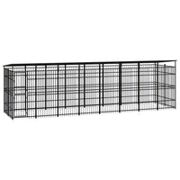 Outdoor Dog Kennel with Roof Steel 14.75 m²