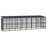 Outdoor Dog Kennel with Roof Steel 14.75 m²