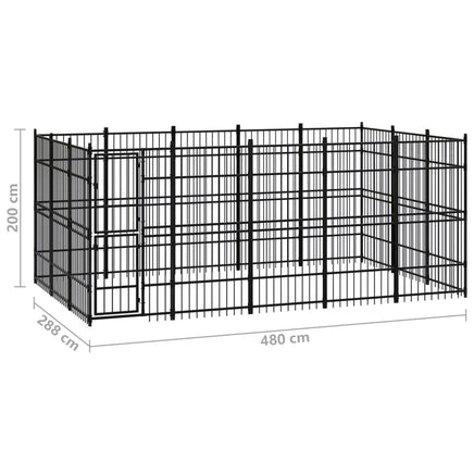 Outdoor Dog Kennel Steel 13.82 m²