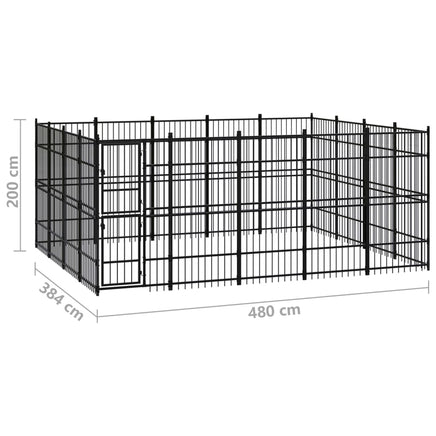Outdoor Dog Kennel Steel 18.43 m²