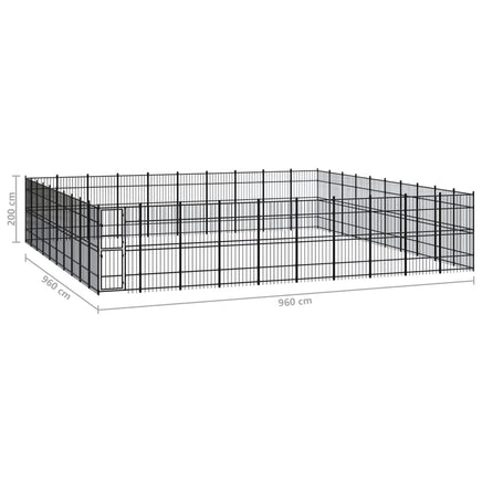 Outdoor Dog Kennel Steel 92.16 m²