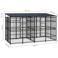 Outdoor Dog Kennel with Roof Steel 7.37 m²