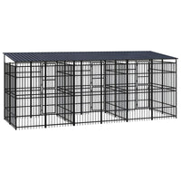Outdoor Dog Kennel with Roof Steel 11.06 m²